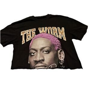 Men’s M Askyurself Dennis Rodman Crop T-Shirt Black Graphic
